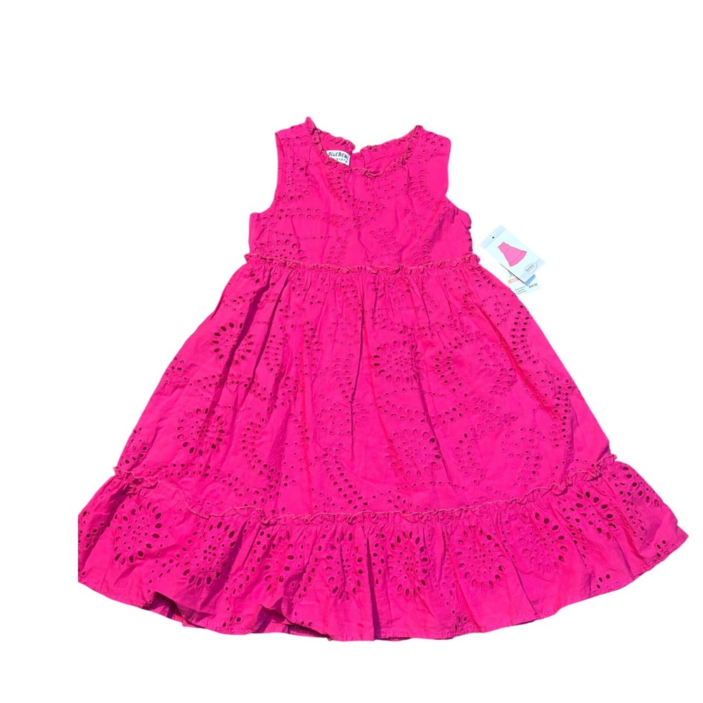 Blueberry‎ Boulevard Girls Magenta Pink Eyelet Ruffle Dress Size 6X Girly knee